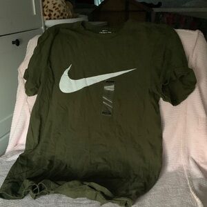 Nike Olive Green Short Sleeve Tee with White Swoosh
